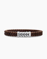 Chevron Bracelet in Brown Rubber with Sterling Silver, 9mm